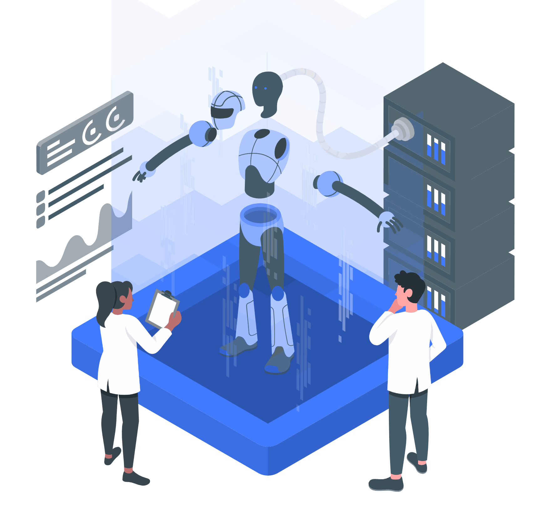 Deconstructed robot illustration